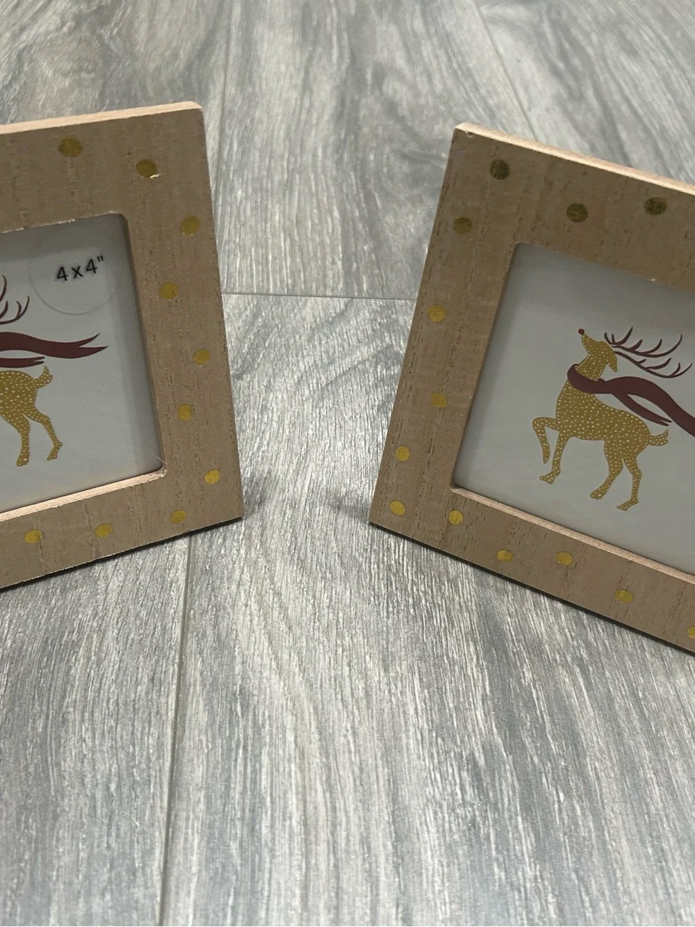 Natural Wood Picture Frame with Gold Dot Accent - 4x4 (Set)
